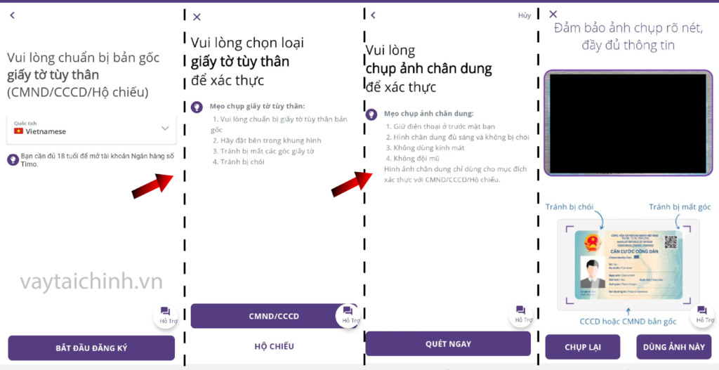 Chụp ảnh chân dung và giấy tờ tùy thân để xác thực tài khoản