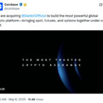 Coinbase sẽ mua lại sàn giao dịch quyền chọn Deribit với giá 2,9 tỷ USD